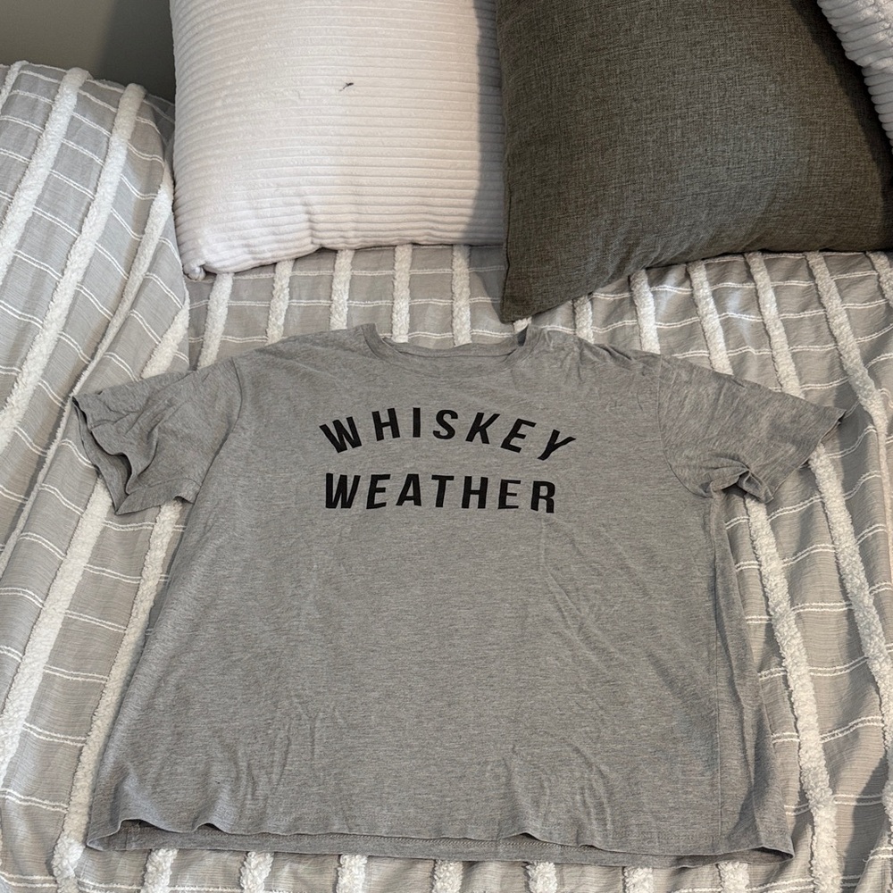 Gray Graphic T-Shirt with Black Text